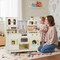 Beige Wooden Kids Kitchen Play set with 14 Accessories for Ages 3+